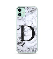 Iphone 11 Beyaz Mermer Harf Tasarımlı Telefon Kılıfı D-Harfi 
