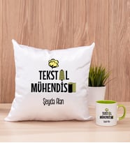 Tekstil Mühendisi Kare Yastık ve Yeşil Kupa Bardak