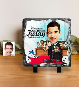 BK Gift Kişiye Özel Bay Avukat Karikatürlü Dekoratif Doğal Taş  2