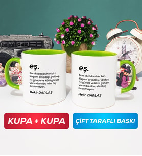 İkili Çiftlere Özel Eş Kupa Bardak Yeşil