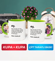 İkili Çiftlere Özel Eş Kupa Bardak Yeşil