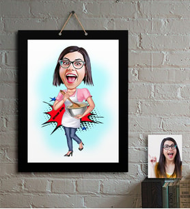 BK Gift Kişiye Özel Ev Hanımı Karikatür Ahşap Tablo  3