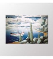 Arty Tablo Sahildeki Kayık Tablo (Karışık)