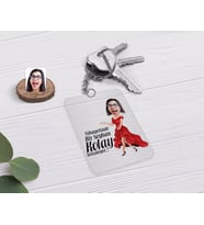 BK Gift Kişiye Özel Kadın Kolay Yetişmiyor Karikatürlü Şeffaf Pleksi Anahtarlık-1 (Beyaz)