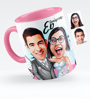 BK Gift Kişiye Özel Evleniyoruz Karikatürlü Pembe Kupa Bardak  5