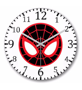 Spider Man Spider  Face Duvar Saati Bombeli Gercek Cam