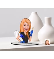 BK Gift Kişiye Özel Kadın Güzellik Uzmanı Karikatürlü Ahşap Biblo Model-2 (Beyaz)