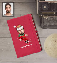 Kişiye Özel Yılbaşı Erkek Karikatürlü Kırmızı Defter Model-12