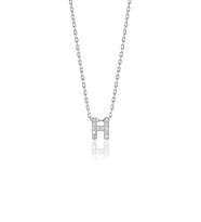 Söğütlü Silver Gümüş  rodyumlu üç boyutlu minimal H gümüş harf kolye