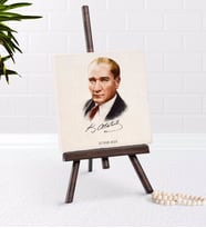 BK Gift Kişiye Özel Atatürk Temalı Şovaleli Doğal Taş-12 (Beyaz)