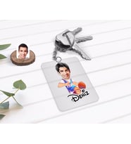 BK Gift Kişiye Özel Erkek Basketbolcu Karikatürlü Şeffaf Pleksi Anahtarlık-2 (Beyaz)