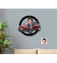 BK Gift Kişiye Özel Plakalı Erkek Seat Ateca Karikatürlü Ahşap Duvar Saati-1 (Beyaz)