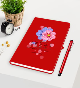 BK Gift Kişiye Özel Anne Anlamı Kırmızı Defter Kalem Seti