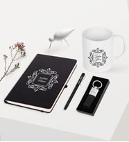 BK Gift Kişiye Özel Siyah Defter Kalem Anahtarlık Kupa Seti - 1