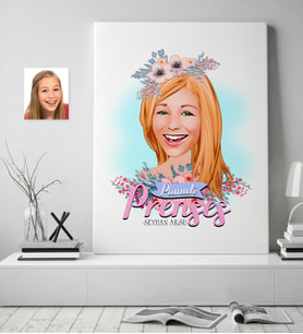 BK Gift Kişiye Özel Pamuk Prenses Karikatürlü Kanvas Tablo (50x70cm.) 2