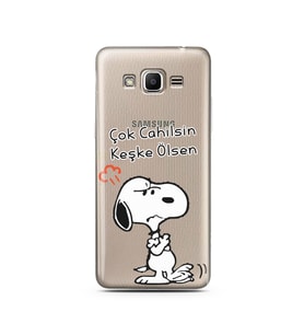 Snoopy Tasarımlı Süper Şeffaf Silikon Telefon Kılıfı Samsung J2 Prime