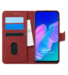 Microsonic Huawei Y7P Kılıf Fabric Book Wallet Kırmızı