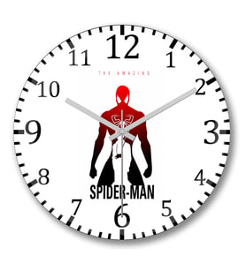 Spider Man Duvar Saati Bombeli Gercek Cam