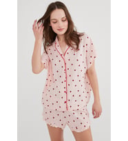 Penti Pembe Berries And Stripe Gömlek Şort Takımı PNRX6VLV21IY-PE3 (Çok Renkli)