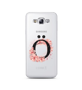 Pembe Çiçekli Harf Tasarım Süper Şeffaf Silikon Telefon Kılıfı Samsung E7 Ö-Harf