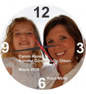 Anneler Günü İçin Resim Baskılı Duvar Saati