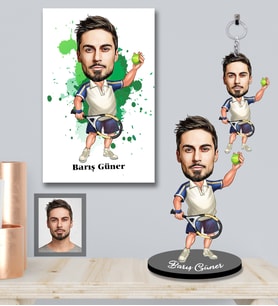 Kişiye Özel Sporcu Karikatürlü 3 lü Hediye Seti Bay-1