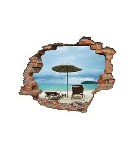 Renkselart Kirik Tuğla, Sahil, Kumsal, Tatil Duvar Sticker-214