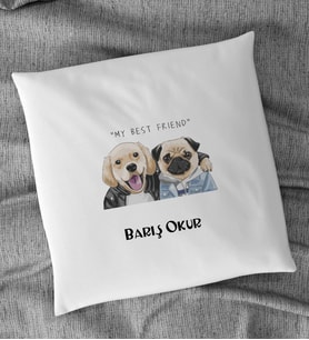 Kişiye Özel My Best Friend Tasarım Baskılı Yastık