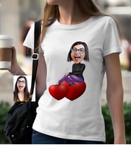 BK Gift Kişiye Özel Bayan Karikatür Beyaz Tişört  1