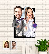 Kişiye Özel Sevgililer Karikatür Ahşap Tablo