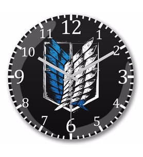 Attack On Titan Wings of Freedom Duvar Saati Bombeli Gercek Cam