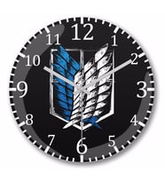 Attack On Titan Wings of Freedom Duvar Saati Bombeli Gercek Cam