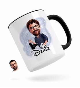 BK Gift Kişiye Özel Erkek Yönetmen Karikatürlü Siyah Kupa Bardak-1