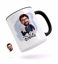 BK Gift Kişiye Özel Erkek Yönetmen Karikatürlü Siyah Kupa Bardak-1