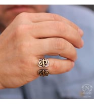 925 Ayar Gümüş Elif Vav Harfli Erkek Yüzük