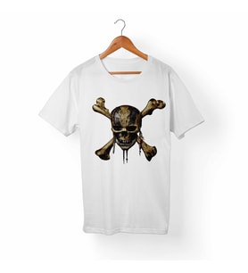 Kuru kafa-Skull Beyaz Tişört