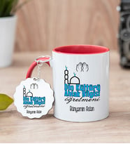 Din Kültürü Öğretmeni Kırmızı Kupa Bardak Ve Anahtarlık Set