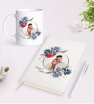BK Gift Kişiye Özel İsimli Fotoğraflı Beyaz Defter Kalem ve Kupa Seti-34 (Model 1)