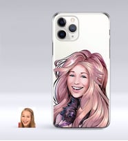 BK Gift Kişiye Özel Kadın Karikatürlü iPhone 11 Pro İnce Şeffaf Silikon Telefon Kapağı-53 (Beyaz)