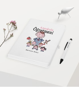 BK Gift Kişiye Özel Anaokulu Öğretmeni Temalı Beyaz Defter Kalem Hediye Seti - 2