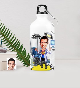 BK Gift Kişiye Özel Bay Diş Hekimi Karikatürlü Metal Suluk 500 Ml 1