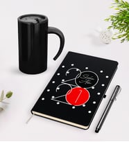 BK Gift Kişiye Özel Yılbaşı 2024 Temalı Siyah Defter Kalem Termos Mug Seti - 1