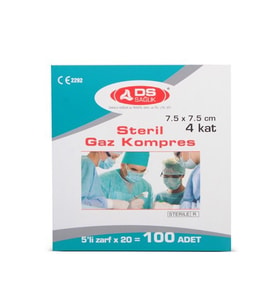 D S  Steril Gaz Kompres 7.5 Cm x 7.5 Cm 4 Kat 100'lü