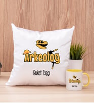 Arkeolog Kare Yastık ve Sarı Kupa Bardak