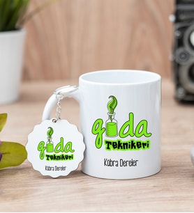 Gıda Teknikeri Beyaz Kupa Bardak Ve Anahtarlık Set