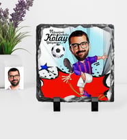 BK Gift Kişiye Özel Bay Futbolcu Bordo Mavi Karikatürlü Dekoratif Doğal Taş  1