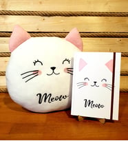 Sevimli Kedi Polar Yastık Ve Kedi Defter Arkadaşa Hediye