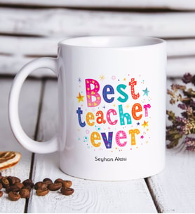 BK Gift Kişiye Özel En İyi Öğretmen Beyaz Kupa Bardak-12
