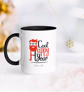 BK Gift Kişiye Özel Noel Baba Siyah Kupa ve Kar Tanesi Kolye-3 (Model 1)
