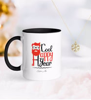 BK Gift Kişiye Özel Noel Baba Siyah Kupa ve Kar Tanesi Kolye-3 (Model 1)
